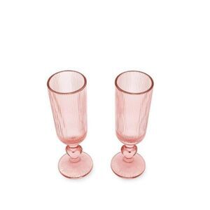 ❤️Elegant Pink Glass Champagne Flutes🥂